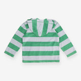 Green/grey striped towelling hoodie