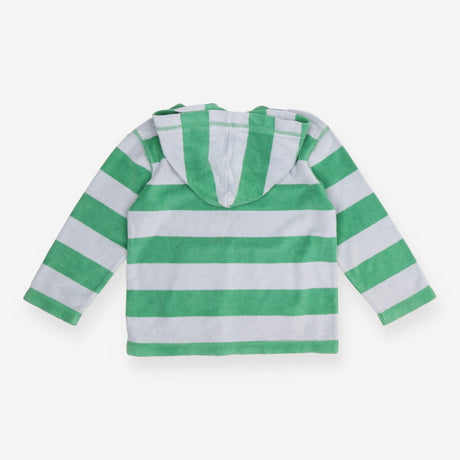 Green/grey striped towelling hoodie