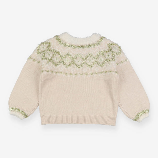 Cream Knit Sweater with Gold Detailing