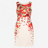 Ivory Red Tulip Floral Sleeveless Cotton Stretch P