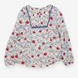 White blouse with Poppies and butterflies