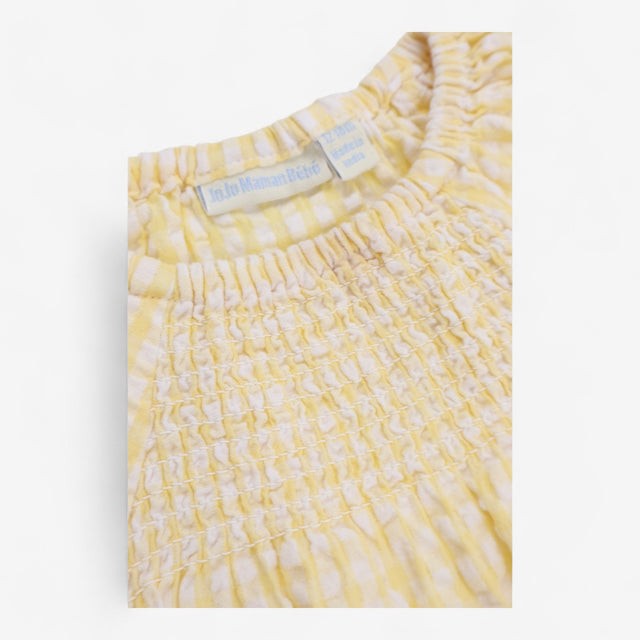 Yellow gingham smock with flowers