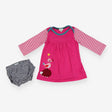 Outfit LS dress pink hedgehog stripe shorts