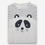 Sleepsuit White Grey Stripe Panda