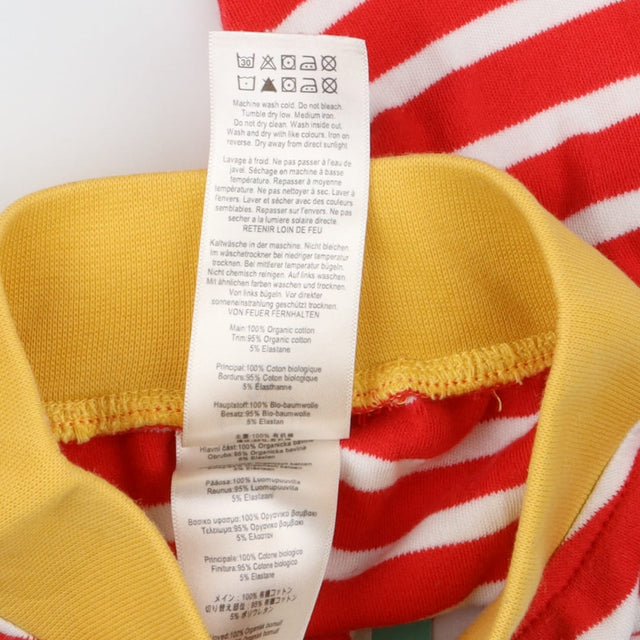 Cuffed leggings red and white stripe yellow band