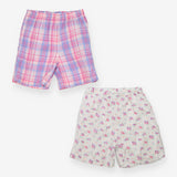 Pink Checked and floral pyjama shorts 2pack
