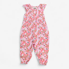 Romper Woven Frill Sleeve Pink Floral Ladybird Bee
