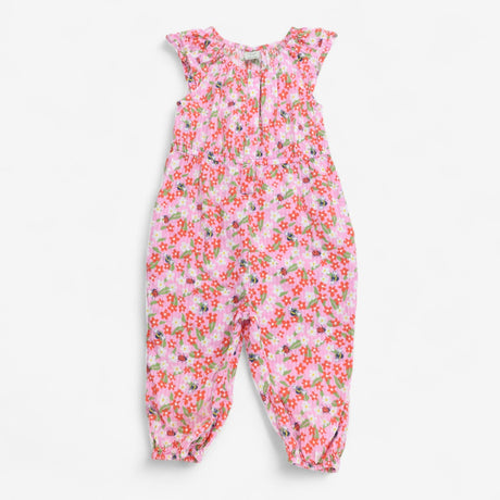 Romper Woven Frill Sleeve Pink Floral Ladybird Bee