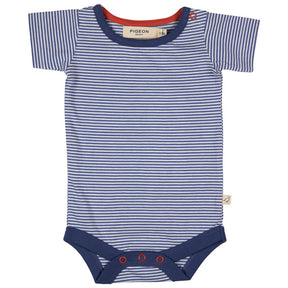Bodysuit Short Sleeve Fine Stripe - Blue