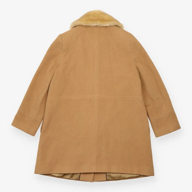 Camel Faux Fur Collar Long Coat