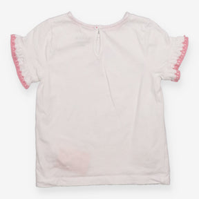 T-Shirt Short Sleeve White with Pink Frill