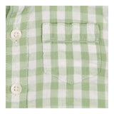 Shirt grandad collar green white check 