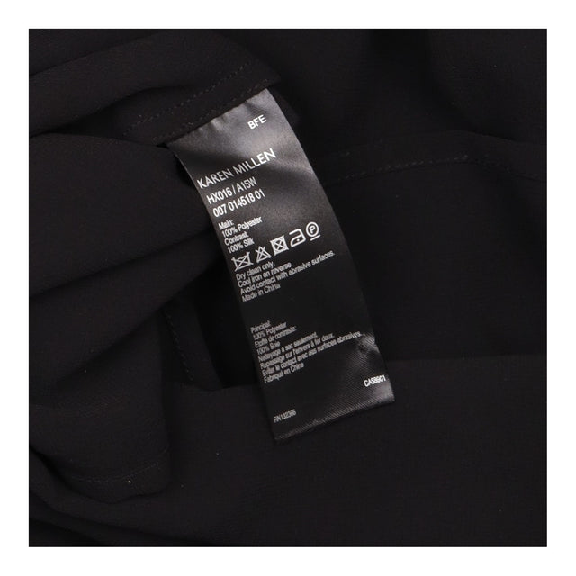 Karen Millen Black Sheer Ruffle Front Long Sleeve 