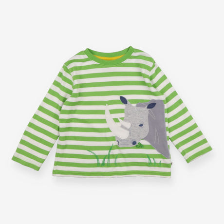 T-shirt long sleeve green striped rhino