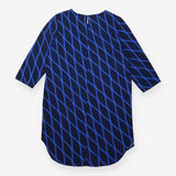 Dress Shift Geometric Print Long Sleeve Navy Blue