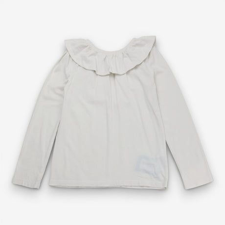 Cream frill collar long sleeve t-shirt