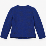 Jacket Blue Textured Gold Dot Pattern Round Neck