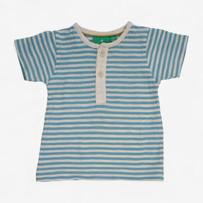 T-shirt Henley Blue and Cream Stripe