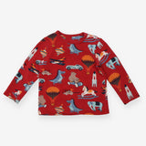 T-Shirt Long Sleeve Red Playroom Appliques