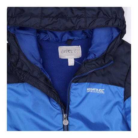 Navy gradient block puffer coat