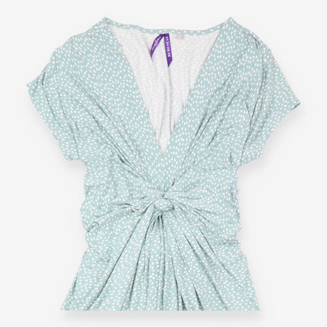 Dress Sage Green Polka Dot Knot Front Maternity