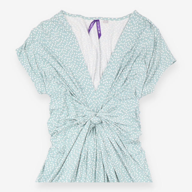 Dress Sage Green Polka Dot Knot Front Maternity
