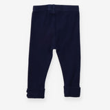 Navy Ribbed Leggings with Buttons