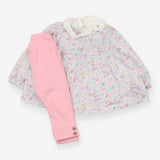 Dress and leggings pink ditsy with collar