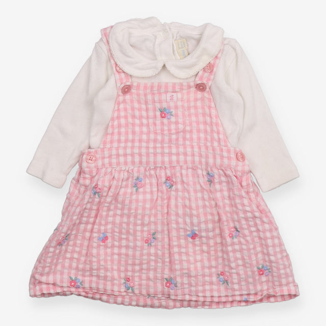 Outfit White pointelle LS bodysuit pink gingham sk