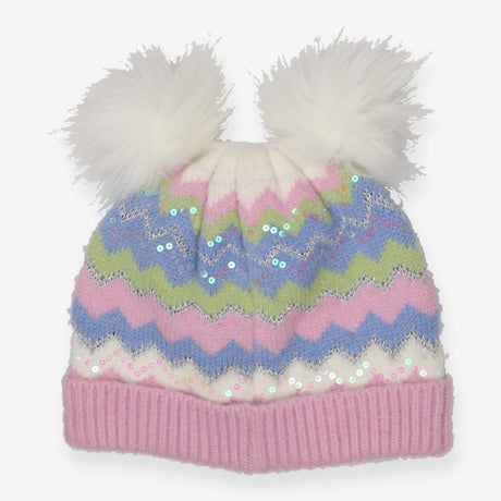 Bobble Hat Pink Fairaisle Sequin