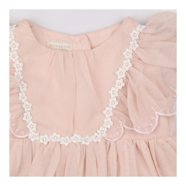 Party Dress Pink Floral Frill