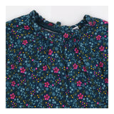 Dress Long Sleeve Cuffed Blue with Flower print