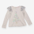 T-shirt long sleeves grey sequins Christmas tree