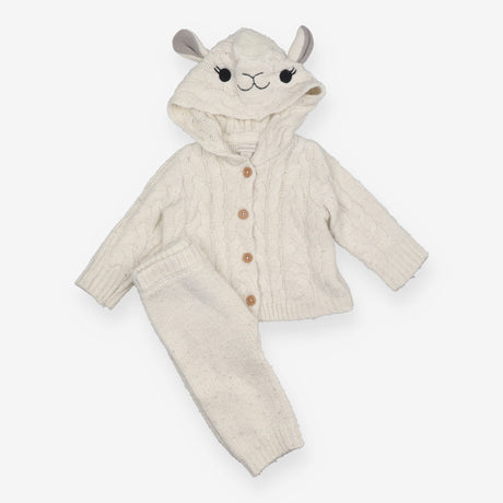 Outfit Cardigan and Leggings Knit White Llama