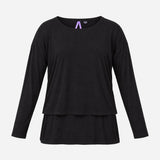Maternity&Nursing Top Black Layered Long Sleeve Cr