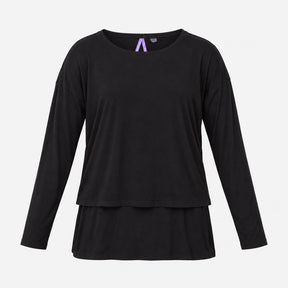 Maternity&Nursing Top Black Layered Long Sleeve Cr