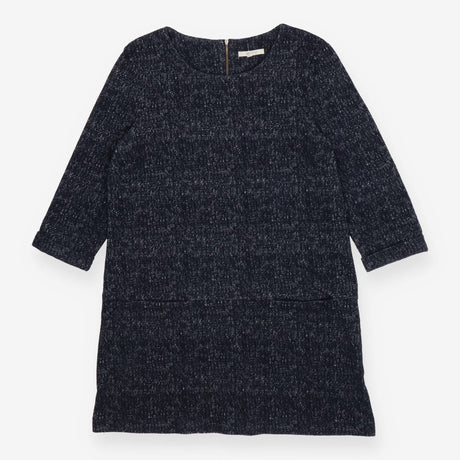 Blue Tweed Textured Knit Dress