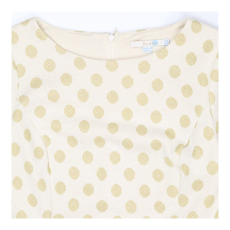 Boden Cream Gold Polka Dot Structured Midi Dress