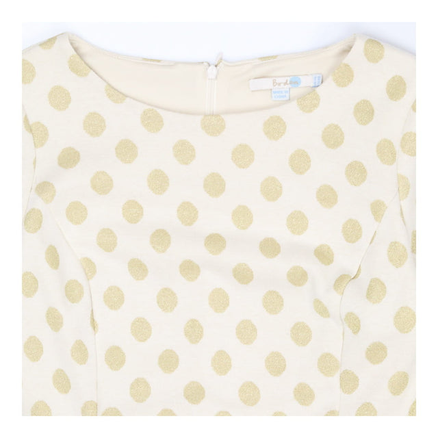 Boden Cream Gold Polka Dot Structured Midi Dress