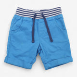 Yacht Shorts Bright Blue with Ticking Stripe Waist