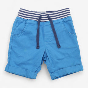 Yacht Shorts Bright Blue with Ticking Stripe Waist