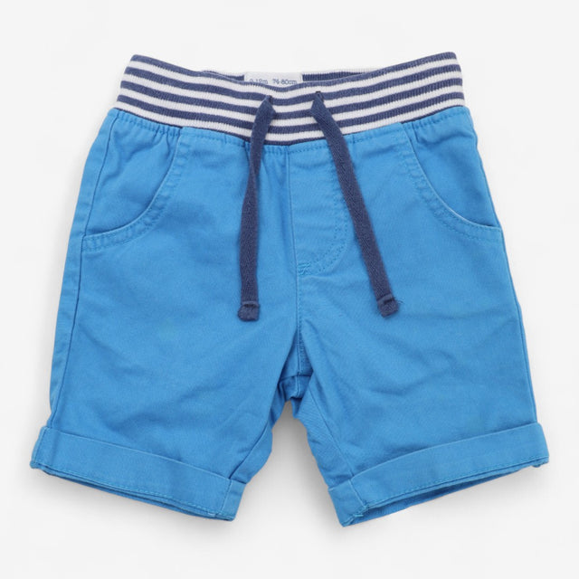 Yacht Shorts Bright Blue with Ticking Stripe Waist