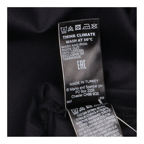Black 100% Cotton Deep V Neck Button Down Tie Hem 