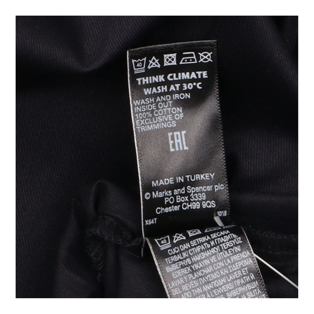 Black 100% Cotton Deep V Neck Button Down Tie Hem 