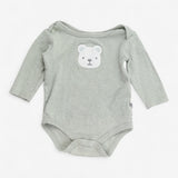 Bodysuit long sleeve green with fluffy teddy face 