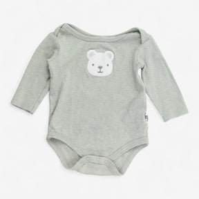 Bodysuit long sleeve green with fluffy teddy face 