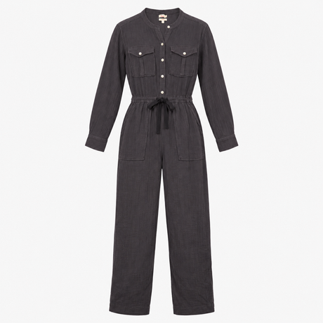 Jumpsuit Organic Cotton Gauze Washed Black