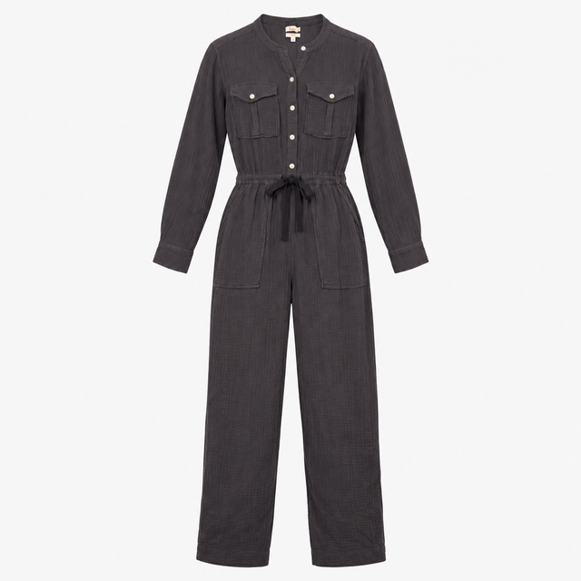 Jumpsuit Organic Cotton Gauze Washed Black
