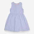 Dress sleeveless blue white stripe button back