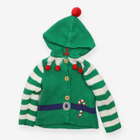 Cardigan with hood green festive elf